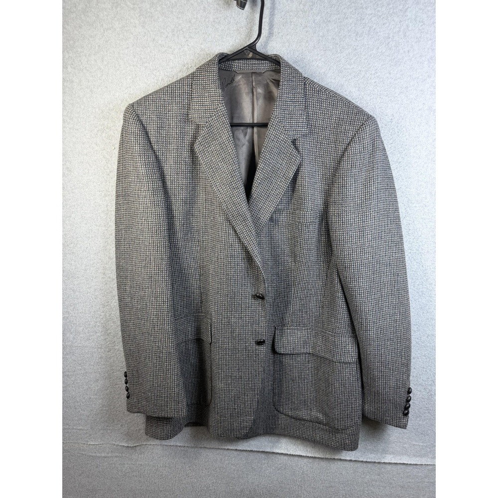 Joe Namath Blazer‎ Mens 44R Gray Check Tweed Sport Coat Jacket Classic Signature